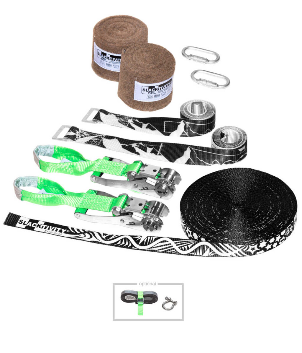 Sportgeräte Für Kinder 7 TEILIGES SLACKLINE-SET GRÜN - 50MM BREIT
